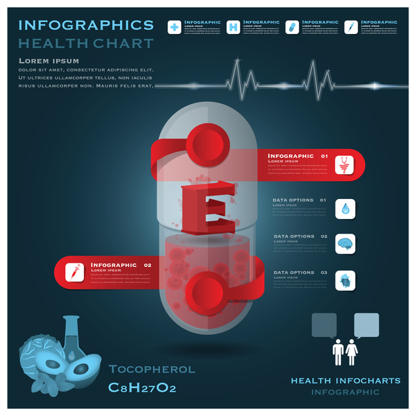 健康グラフ インフォ グラフィック テンプレート ベクトル 05  