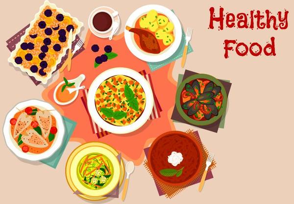 Healthy food flat vector 02  