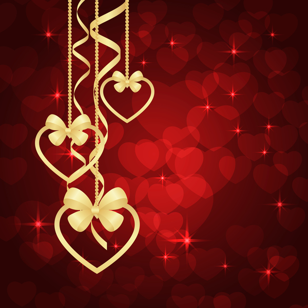 Heart decorative with valentine red background vector 02  