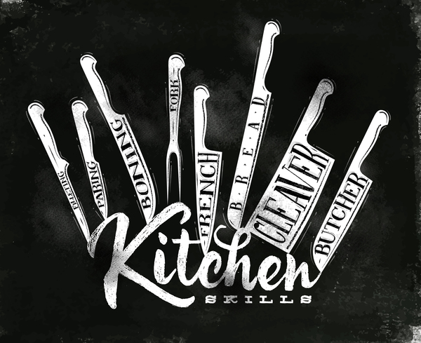 Kitchen knife poster template vector 02  