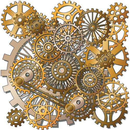 Machinery with gears vector 01  