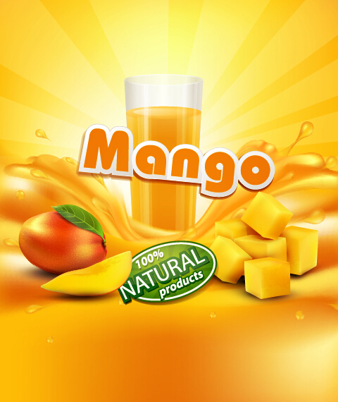 Mango juice nature vector 01  