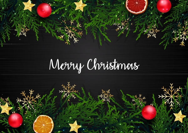 Merry christmas background with decor borders vector  