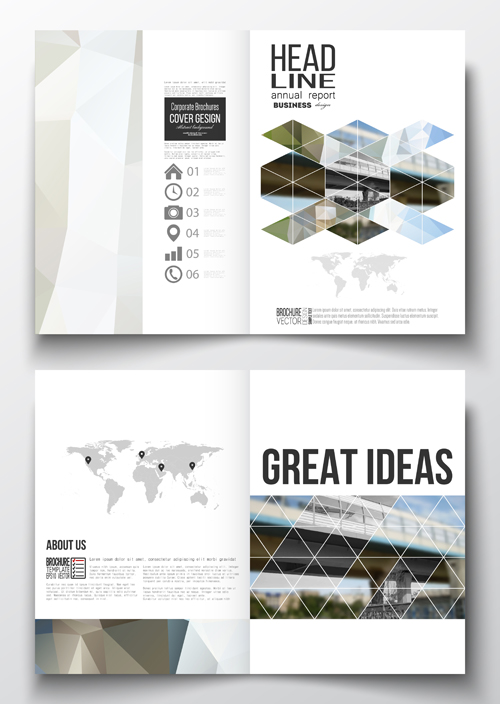 Publicize brochure with magazine cover design vector 07  