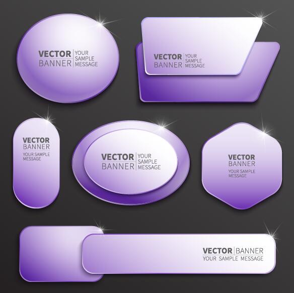 Фиолетовый веб баннер вектор набор 02  