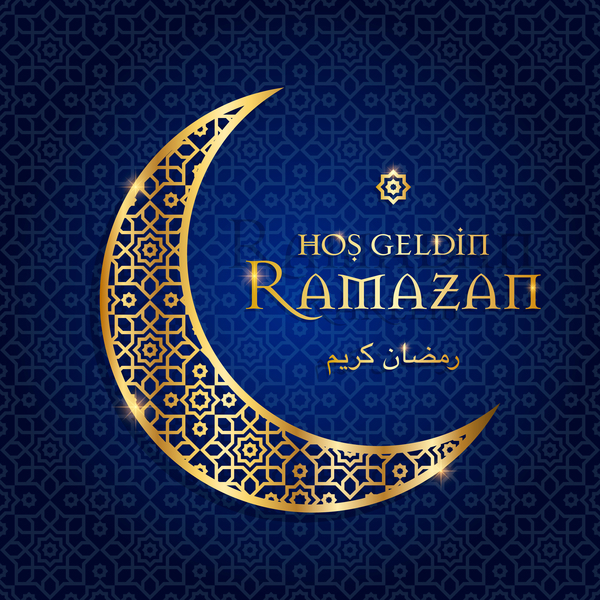 Fond de Ramazan avec le vecteur de la lune d'or 12  