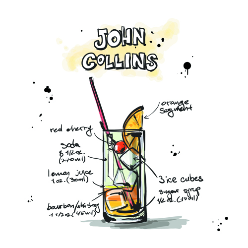 Hand Drawn Cocktails Recipes vector 03  