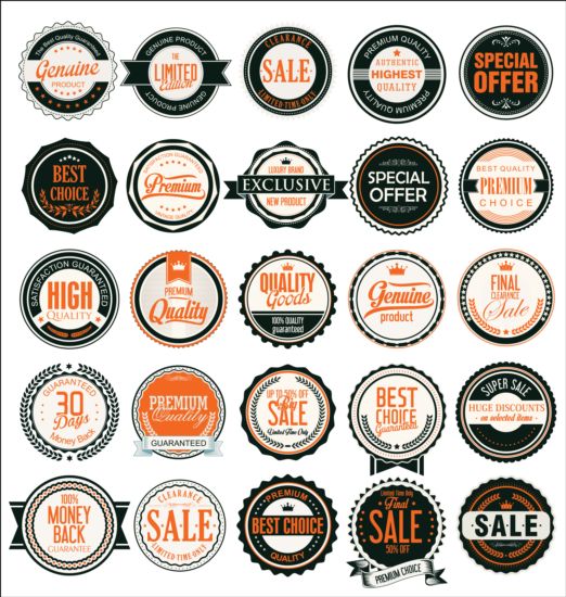 Retro badges and labels vector material 01  