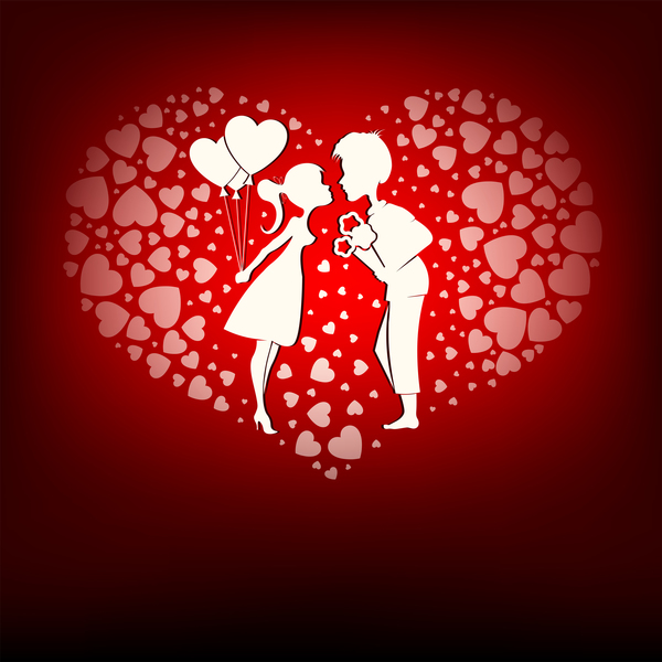 Carte de Saint Valentin romantique avec matériel vecteur amoureux 03  