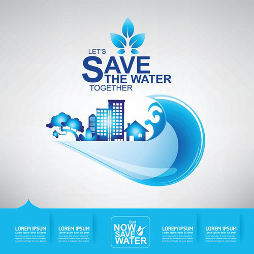 Save water creative vector template 09  
