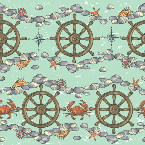 Sea with nautical vector seamless pattern 03  