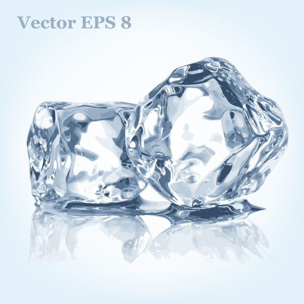Cubes de glace transparentes brillantes vecteur matériel 02  