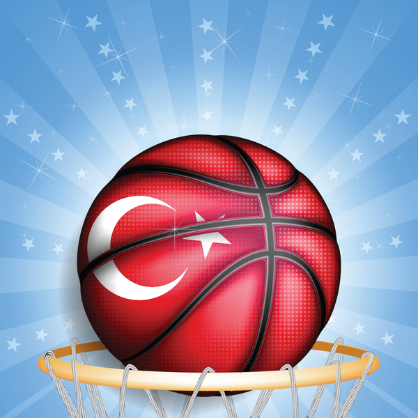 Shiny basketball background turkish styles vector  
