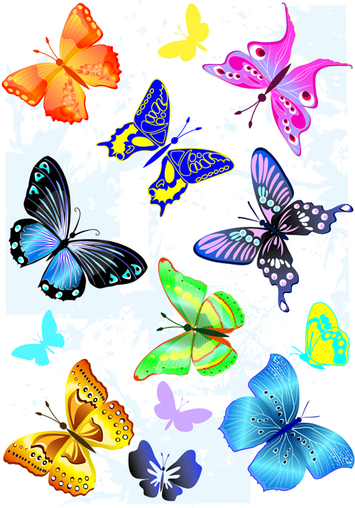 Sorts of butterflies clip art vector material 04  