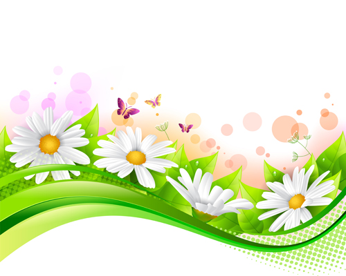 Spring flower with grass art background 05  