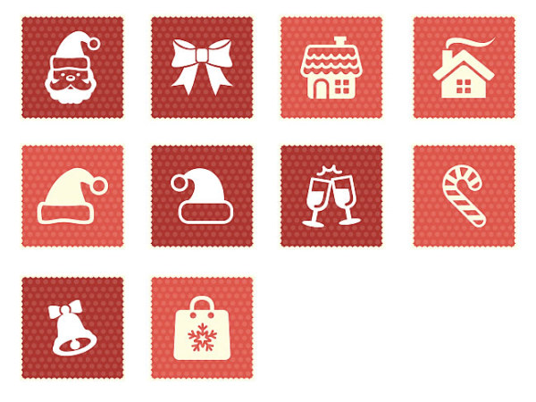 Square christmas icons set 01  