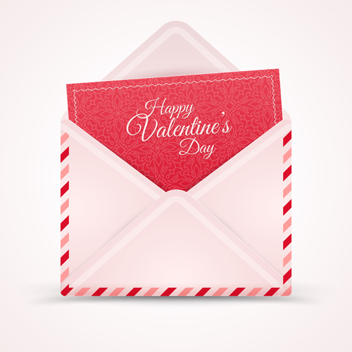 Valentines day card with envelope vector 01  