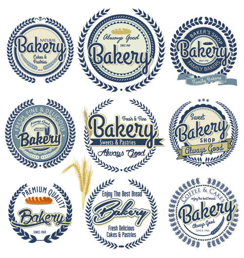 Vintage bakery vector labels  