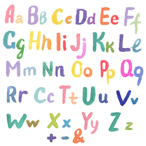 Watercolor alphabet letter with numebrs vector 10  