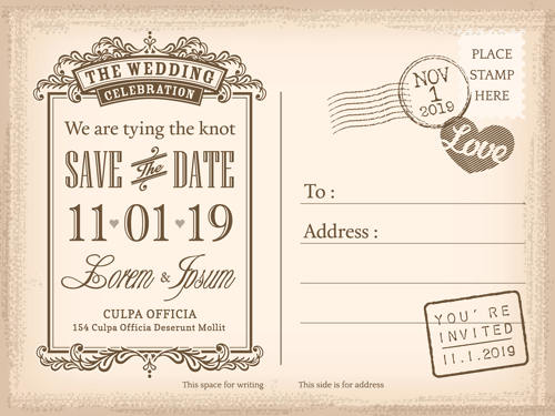 Wedding invitations postcard design graphic vector 04  