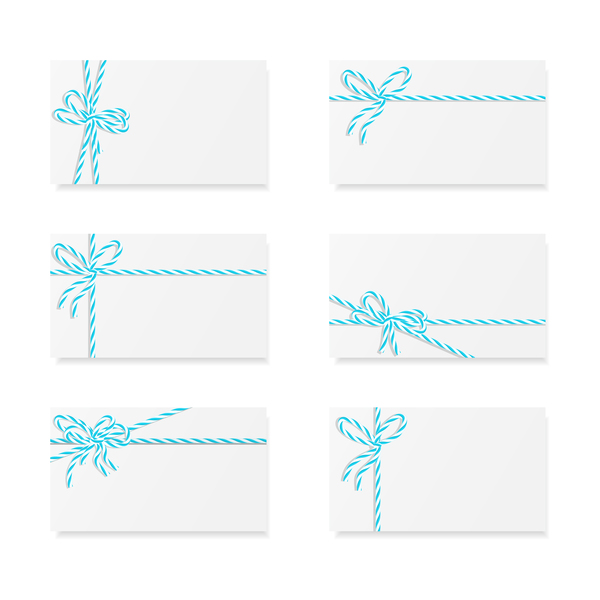 White card with rope bow vector 06  