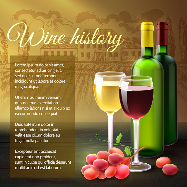 Wine poster template vector material  