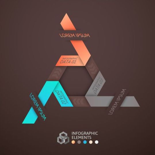 brown infographic with origami vectors material 09  