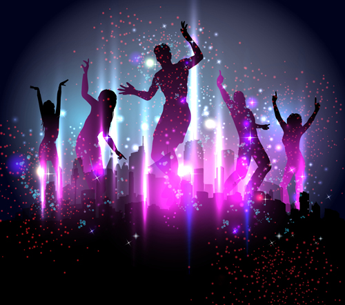 Dancing people with party design vector set 01  