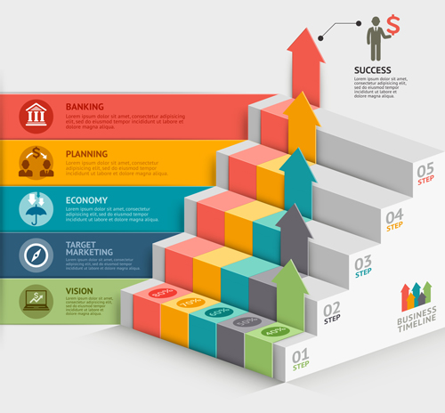 ladder with business template vector 02  