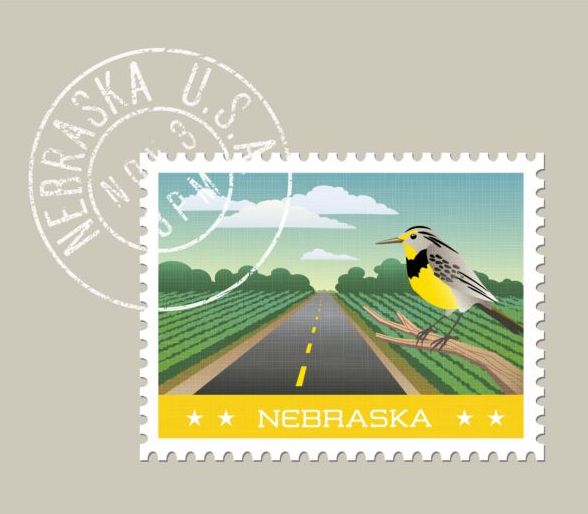 Nebraska Briefmarke Vorlage Vektor  