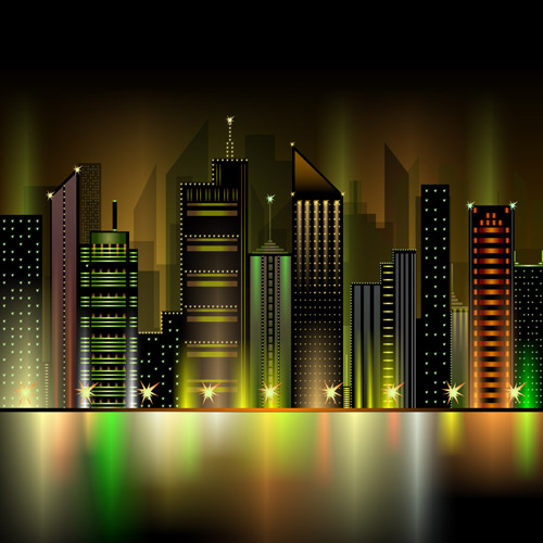 Beautiful night city vector 04  