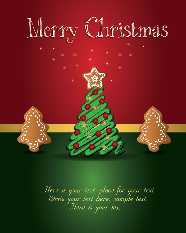Cute Christmas creative Greeting Cards vector 01  