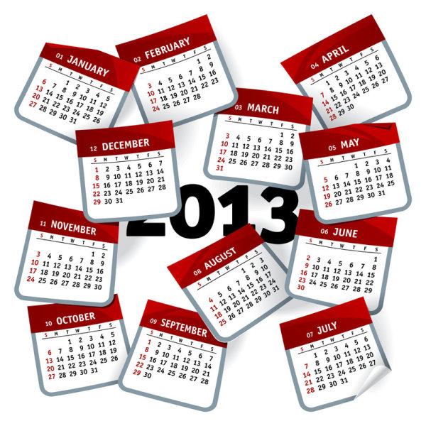 Elements of Creative Calendar grid 2013 vector 05  