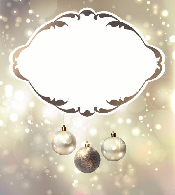 Shiny Ball with Christmas background vector graphics 04  