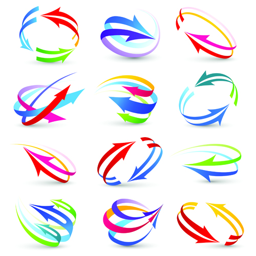 Modern 3D logos design elements vector 03  