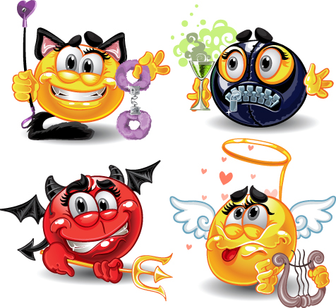 Different Adult Smileys icon vector 04  