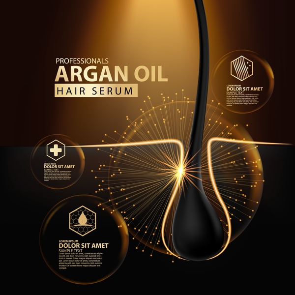 Sérum d'huile d'argan cheveux affiche vecteur 05  