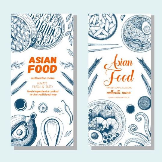 Asian food vertical menu vector material 03  