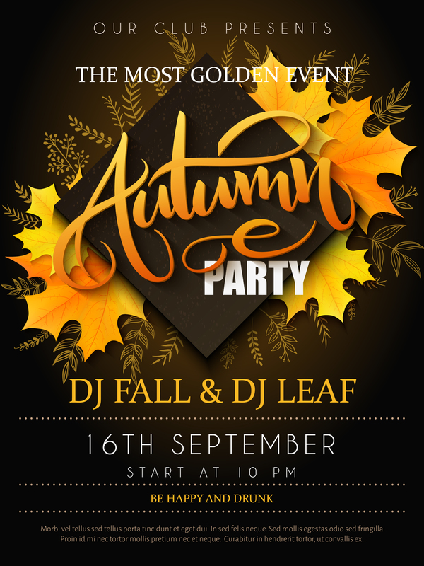 Autumn party flyer template vectors 01  