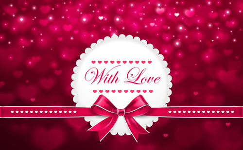 Beautiful bow with blurs valentines day card vector  