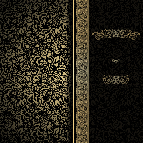 Black pattern vintage Backgrounds vector 02  