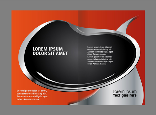 Black with red brochure cover template vector 09  