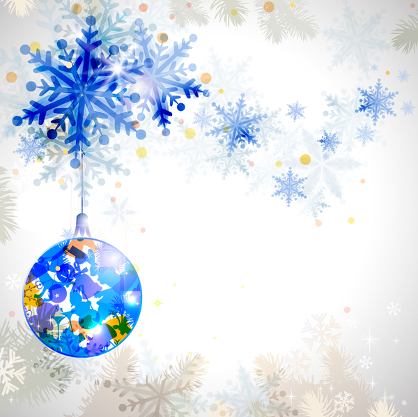 Blue snowflake christmas background vectors material 01  