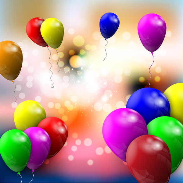 Bokeh background with colorful balloon vector  