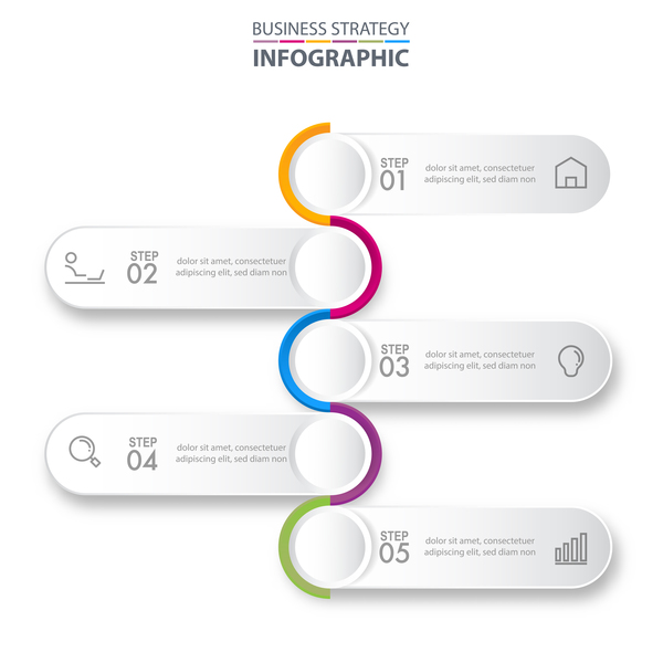 Infographic Schablonenvektor 16 der Geschäftsstrategie  