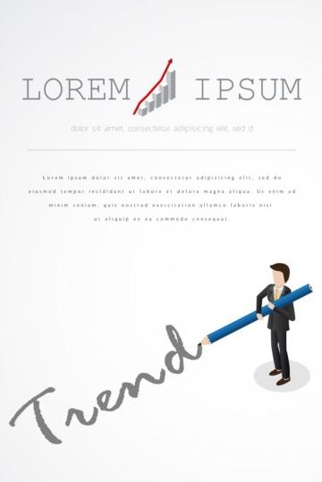 Businessman with pencil vector template 05  