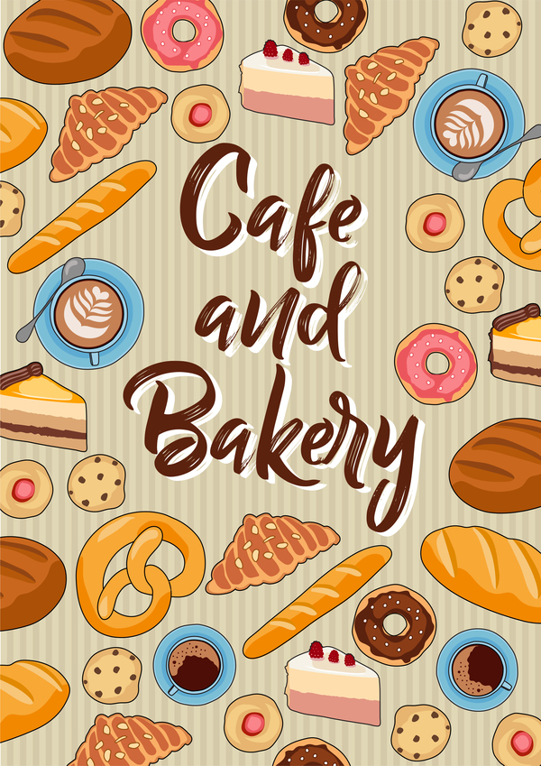 Cake with bakery seamless pattern vector 01  