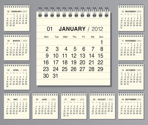 Elements of Calendar grid 2013 design vector set 07  