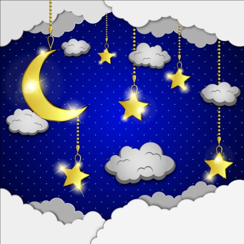 Cartoon good night background vector 06  