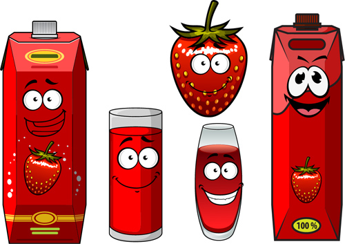 Cartoon style packaging with juice vector set 06  